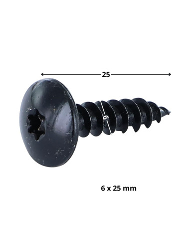 Parafusos de madeira e aglomerado TEKOR PARAFUSO dobradiça 6X25 roscado sobre 25 TORX T30 Aço zinco preto cut ponto