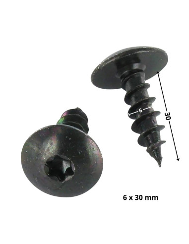 PARAFUSO dobradiça 6X30 rosca parcial TORX T30 Aço zinco preto