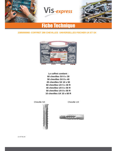 Sortido 290 Bucha universal Fischer UX roscado sobre SX
