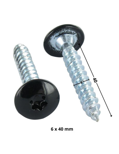 PARAFUSO dobradiça 6X40 rosca parcial TORX T30 Aço zinco branco lacado de preto 9005