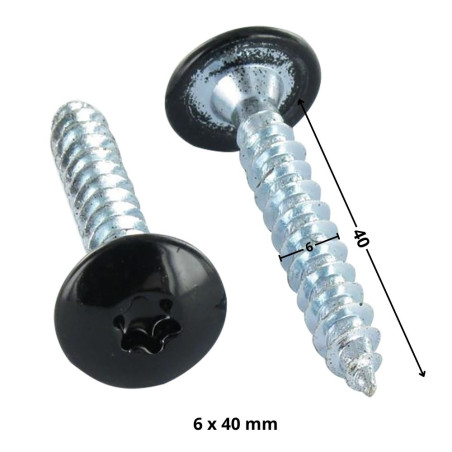 PARAFUSO dobradiça 6X40 rosca parcial TORX T30 Aço zinco branco lacado de preto 9005