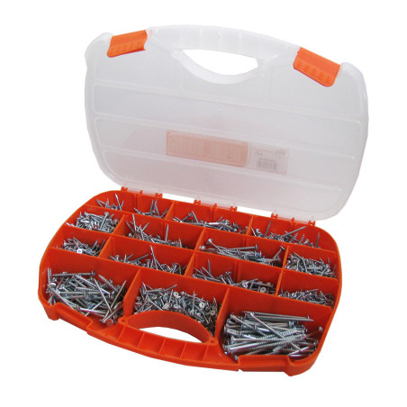 Sortido 1700 Parafusos de madeira e aglomerado TEKOR cabeça fresada TORX cut ponto antifenda tipo 17 Aço zinco