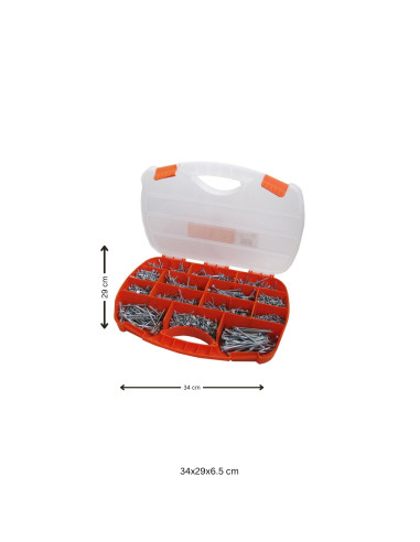Sortido 1700 Parafusos de madeira e aglomerado TEKOR cabeça fresada TORX cut ponto antifenda tipo 17 Aço zinco