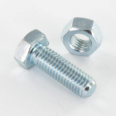 Parafuso (vendido com porca) cabeça hexagonal M6X25 Aço zinco branco