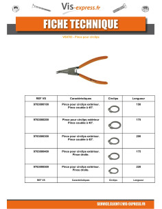 Alicate Anel de retenção exterior Cotovelo 90 grau comprimento 200 2