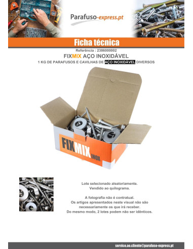 KG de PARAFUSOS VARIADO em Aço inoxidável FIXMIX