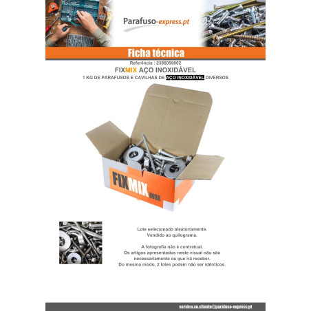 KG de PARAFUSOS VARIADO em Aço inoxidável FIXMIX