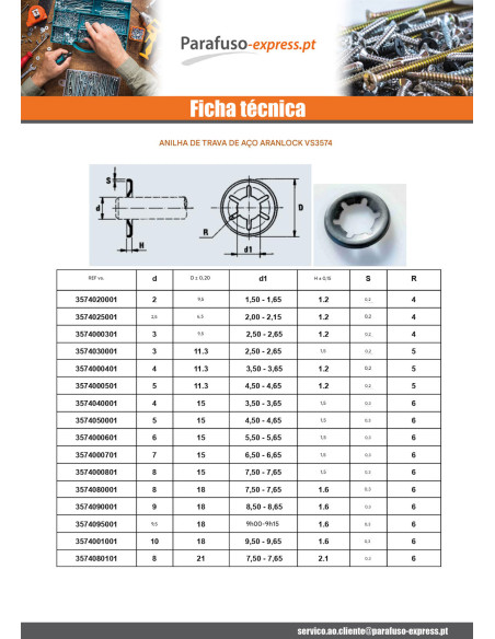 Rondella di sicurezza ARANLOCK 11X21X0,3 Aço bruto