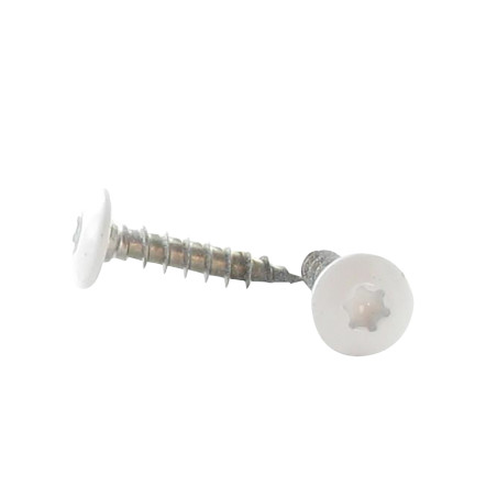 PARAFUSO dobradiça 7X50 rosca total TORX T30 Aço inoxidável A2 lacado a branco RAL9016 branco de sinalização