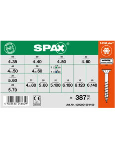 Sortido 364 Parafuso de madeira cabeça fresada T-STAR revestimento WIROX + 3 Ponteira
