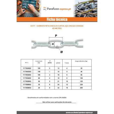 M Corrente direita LINK CRT 6MM Aço zinco branco (venda ao metro) forte resistência à corrosão Aço galvanizado a