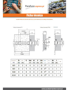 Bucha metálica Fixações Bucha METAL 12X75 Parafuso M8X80 Aço zinco branco 2
