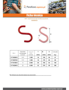 Gancho S de amarração 500 kg aço vermelho - Parafuso Express 2