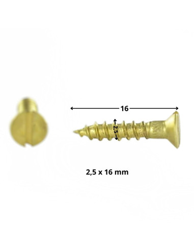 Parafuso de madeira Bronze cabeça fresada sulcada 2,5X16 microparafusos