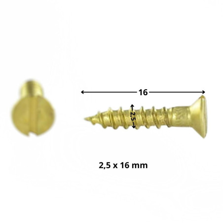 Parafuso de madeira Bronze cabeça fresada sulcada 2,5X16 microparafusos