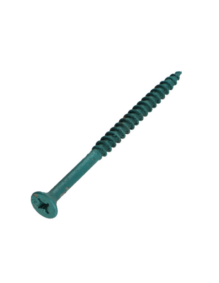 Parafuso de madeira aglomerado VBA3 cabeça fresada Pozi 4,5X70 rosca parcial Aço zinco branco LAQ Verde