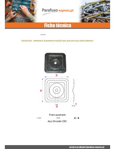 Rondela quadrado Fixação ISOLAMENTO 6X64 Aço zinco branco 2