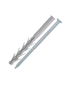 Bucha de golpe comprido Nylon 10X85 + PARAFUSO cabeça fresada Aço zinco branco