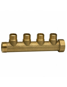 Coletor 4 saídas 20x27 (3/4") macho fêmea Bronze para instalações sanitárias