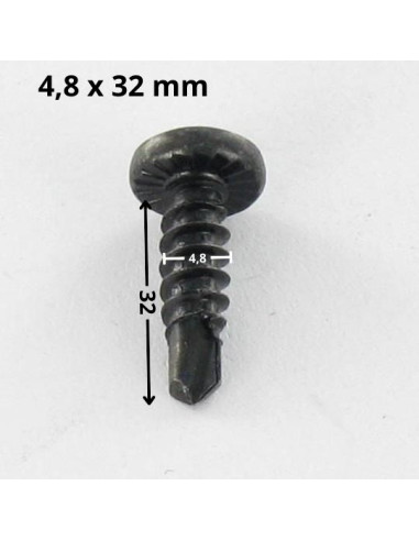 Autoperfurante cabeça cilíndrica panela phillips 4,8 x 32 rede de chapa Aço zinco preto