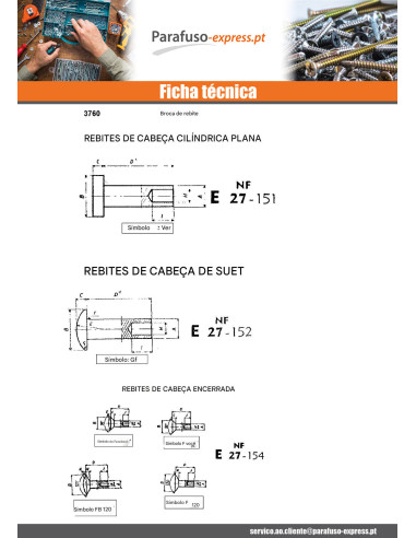 Rebite FLORESTAS cabeça oval 5,9X50 Aço zinco branco
