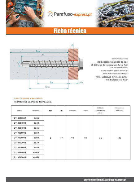 Parafuso de betão cabeça hexagonal flange com gola TORX T10 6X50 Aço zinco branco