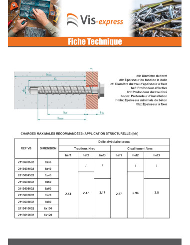 Parafuso de betão cabeça hexagonal flange com gola TORX T10 6X80 Aço zinco branco