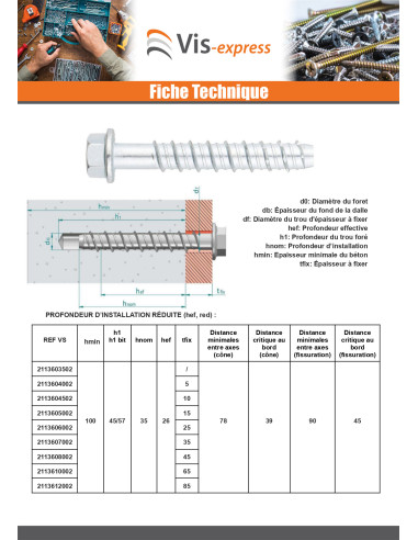 Parafuso de betão cabeça hexagonal flange com gola TORX T10 6X80 Aço zinco branco