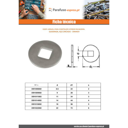 Rondela para construções de madeira de interior 11X34X3 Aço zinco branco