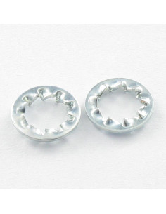 Arruela de ventilador dentes internos sobrepostos M6 Aço zinco branco