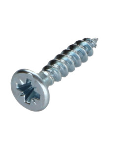 Parafuso de madeira aglomerado cabeça fresada P2 3,5 x 15 Aço zinco branco rosca total Aço zinco branco