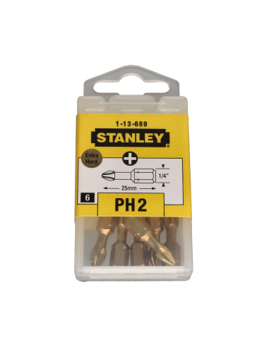 Caixa de 6 Ponteira Phillips 2 STANLEY comprimento 25