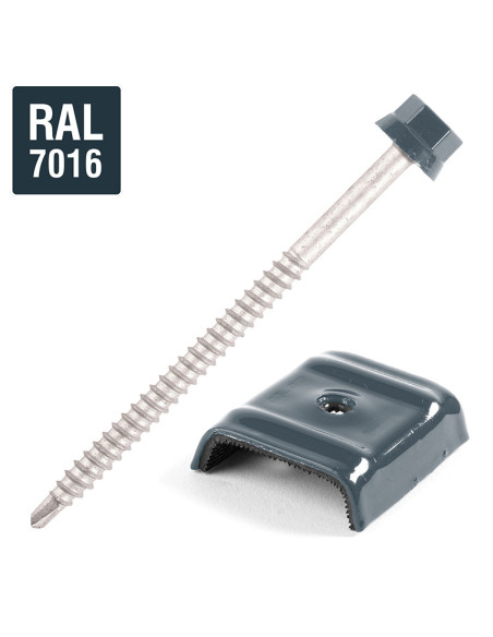Autoperfurante com cavaleiro para telhados 2 peças Tipo E1 RAL7016 cinzento antracite 6,3X100