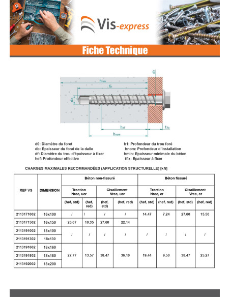 Parafuso de betão cabeça hexagonal flange com gola T24 18X200 Aço zinco branco