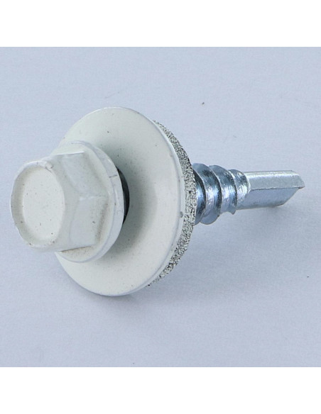 Autoperfurante cabeça hexagonal 5,5 x 25 Arruela estanque com junta de neopreno epdm Aço zinco branco RAL9010 branco