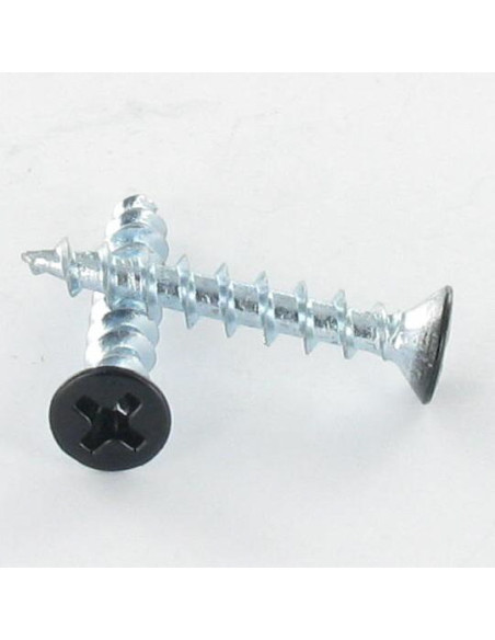 Parafuso de madeira aglomerado cabeça fresada de panela phillips 4,3X25 Aço zinco branco RAL9005 preto escuro
