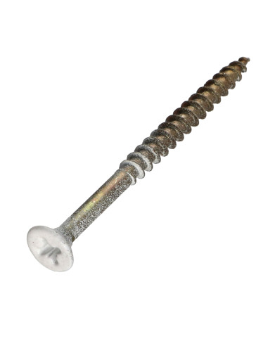 Parafuso de madeira aglomerado VBA3 cabeça fresada Pozi 4,5X60 rosca parcial Aço zinco branco RILSAN BLA