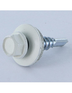 Autoperfurante cabeça hexagonal 5,5 x 25 Arruela estanque com junta de neopreno epdm Aço zinco branco RAL9010 branco