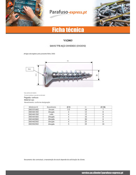 Parafuso de madeira aglomerado cabeça fresada de panela sulcada 3,5 x 16 Aço zinco branco