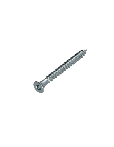 Parafuso de madeira aglomerado cabeça fresada hexagonal oca FHC 6X60 dentado Chave 4 Aço zinco branco