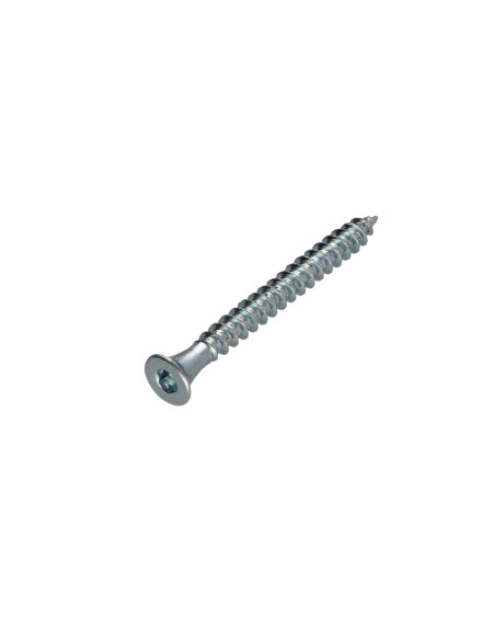 Parafuso de madeira aglomerado cabeça fresada hexagonal oca FHC 6X60 dentado Chave 4 Aço zinco branco