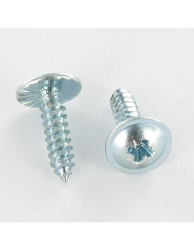 Parafuso de chapa cabeça abaulada larga Pozi 2,9 x 6,5 dentado Aço zinco branco