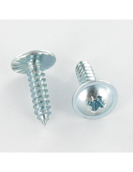 Parafuso de chapa cabeça abaulada larga Pozi 2,9 x 6,5 dentado Aço zinco branco