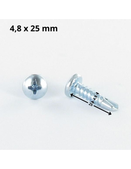 Autoperfurante cabeça cilíndrica panela phillips 4,8X25 rede de chapa Aço zinco branco