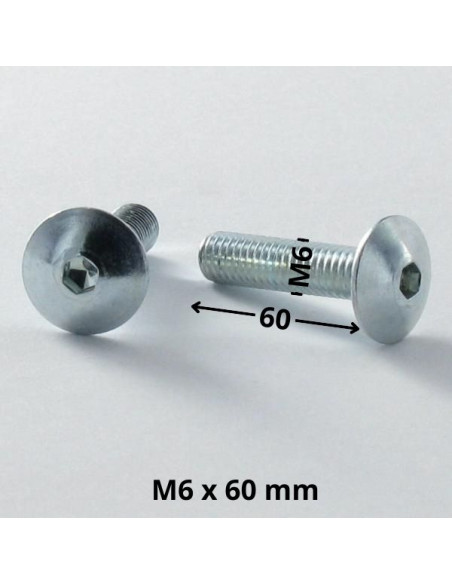 PARAFUSO cabeça de cogumelo M6X60 chave de 4 Aço zinco branco