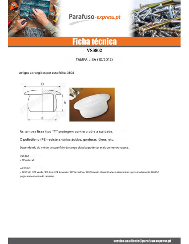 Tampa liso 25X32 LG13 Polietileno RAL1020 - Parafuso Express