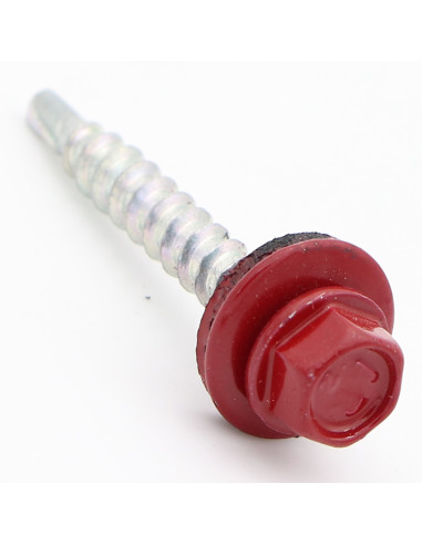 Autoperfurante cabeça hexagonal 4,8X35 RD.EDPM Aço zinco branco RAL3011 vermelho acastanhado