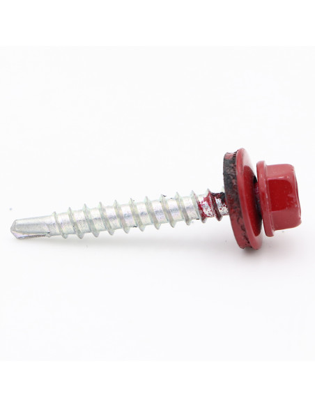 Autoperfurante cabeça hexagonal 4,8X35 RD.EDPM Aço zinco branco RAL3011 vermelho acastanhado