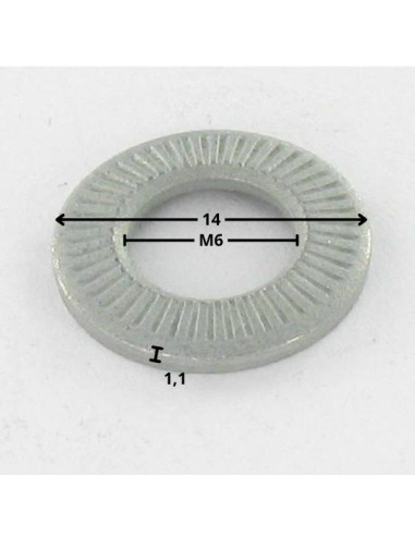 Arruelas de contacto M6X14X1,3 Aço zinco branco gama M (Média)