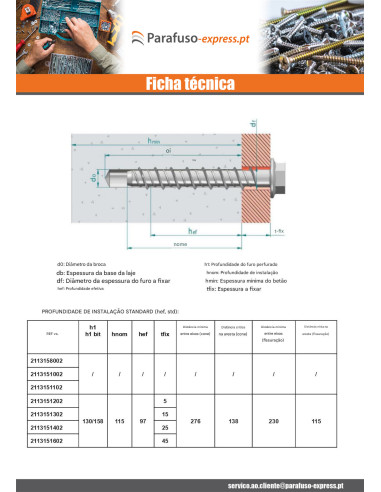 Parafuso de betão cabeça hexagonal flange com gola T21 14X100 Aço zinco branco